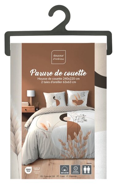 Bílé/béžové bavlněné povlečení na dvoulůžko/prodloužené 240x220 cm Natacha – douceur d'intérieur