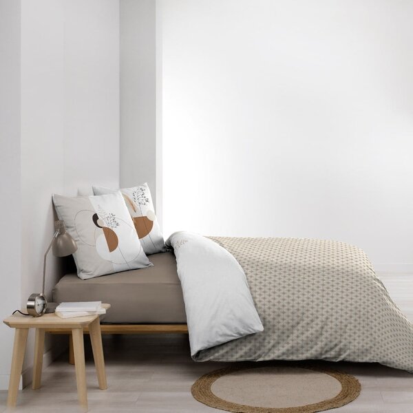 Bílé/béžové bavlněné povlečení na dvoulůžko/prodloužené 240x220 cm Natacha – douceur d'intérieur