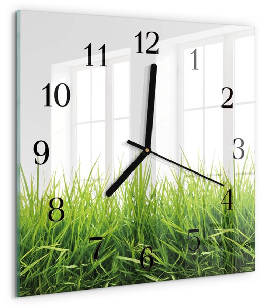 Skleněné hodiny na stěnu Tráva zskc-30x30-00172725