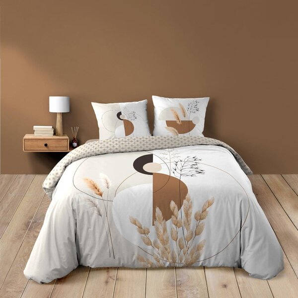 Bílé/béžové bavlněné povlečení na dvoulůžko/prodloužené 240x220 cm Natacha – douceur d'intérieur