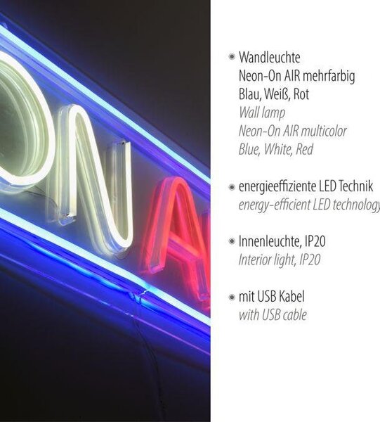 LD 85023-70 NEON-ONAIR LED nástěnné svítidlo USB vícebarevné šňůrový vypínač dekorativní - LEUCHTEN DIREKT / JUST LIGHT