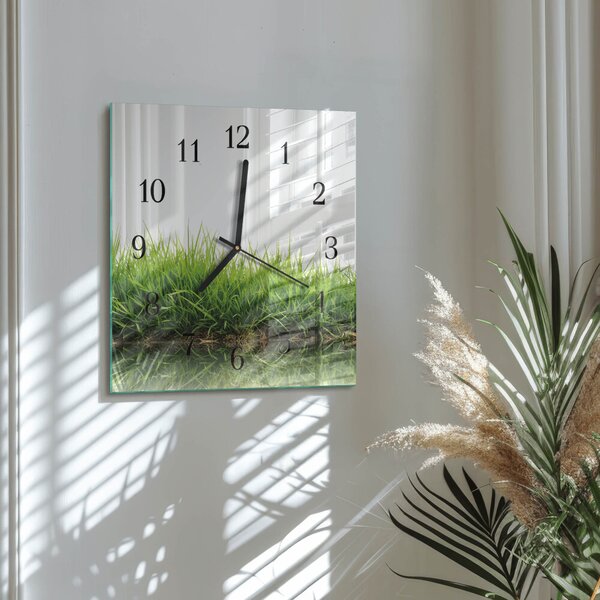 Skleněné hodiny na stěnu Tráva zskc-30x30-00172726