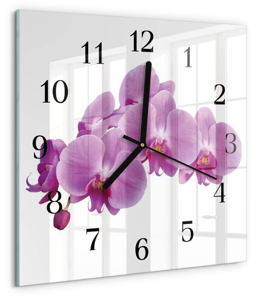 Skleněné hodiny na stěnu Orchidej zskc-30x30-00172728