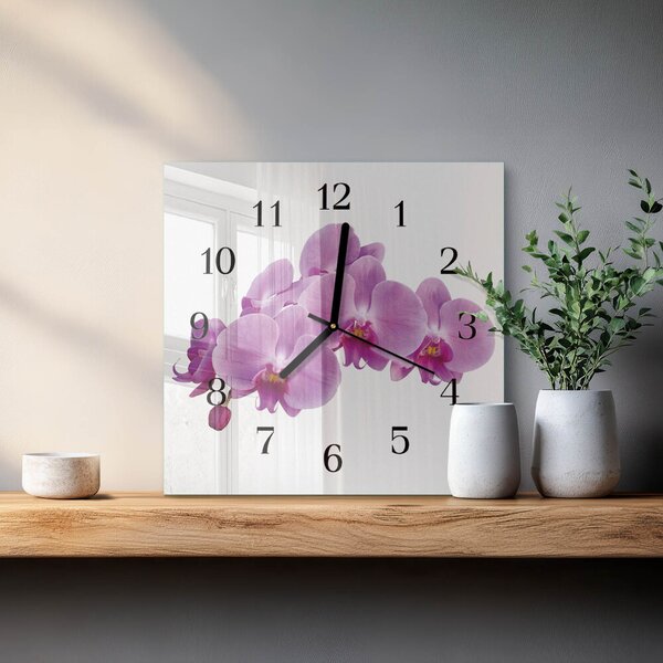Skleněné hodiny na stěnu Orchidej zskc-30x30-00172728