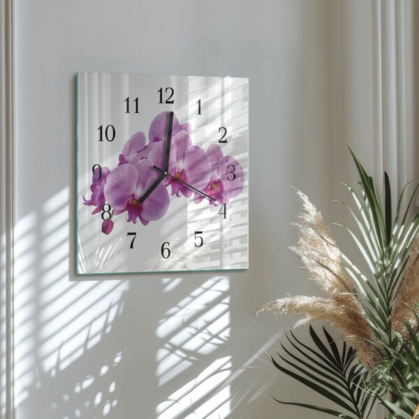 Skleněné hodiny na stěnu Orchidej zskc-30x30-00172728