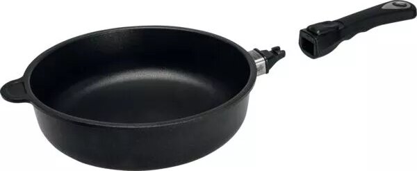 Litinová pánev AMT Gastroguss 24 cm, vhodná na indukci, s odnímatelnou rukojetí