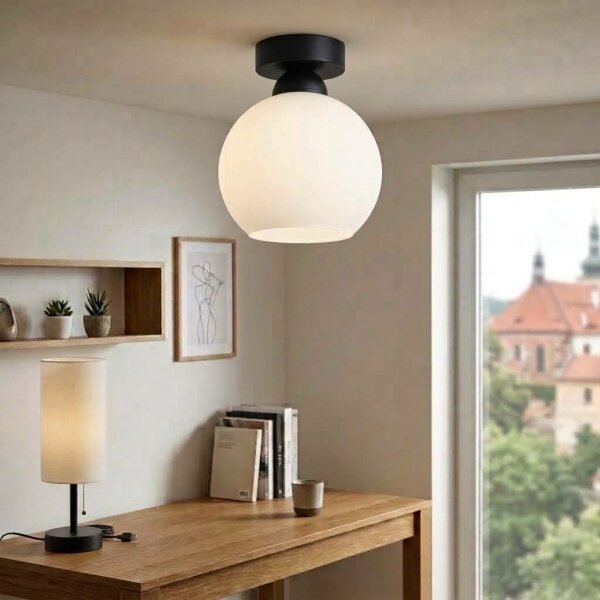 BRILAGI - LED Stropní svítidlo RETRO GLASS 1xE27/60W/230V pr. 15 cm černá/bílá