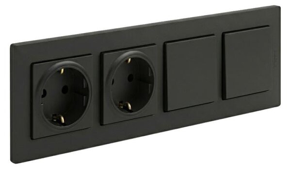 Legrand-Dvojitá domovní zásuvka SCHUKO a dvoj jed vyp č. 1 NILOE STEP 250V černá