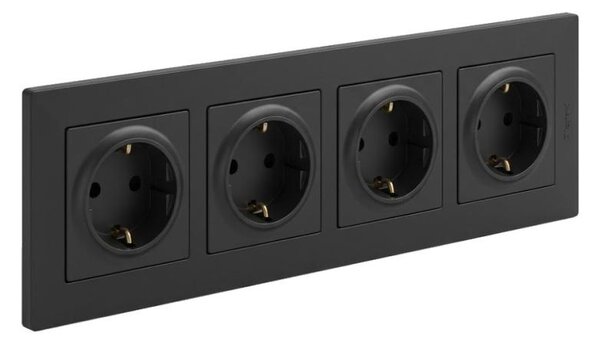 Legrand - Čtyřnásobná zásuvka domovní SCHUKO s rámečkem NILOE STEP 250V černá