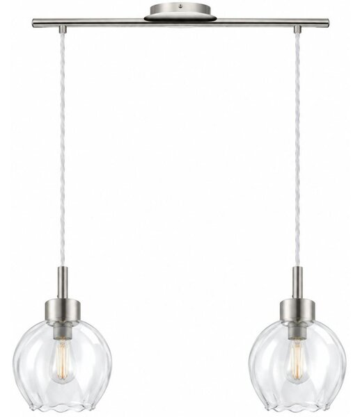 BRILAGI - LED Lustr na lanku RETRO GLASS 2xE27/60W/230V matný chrom/čirá