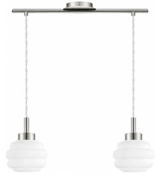 BRILAGI - LED Lustr na lanku RETRO GLASS 2xE27/60W/230V matný chrom/bílá