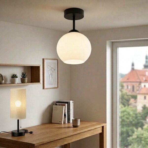 BRILAGI - LED Přisazený lustr RETRO GLASS 1xE27/60W/230V pr. 15 cm černá/bílá