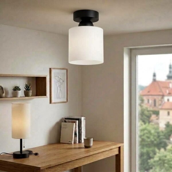 BRILAGI - LED Stropní svítidlo RETRO GLASS 1xE27/60W/230V pr. 10 cm černá/bílá
