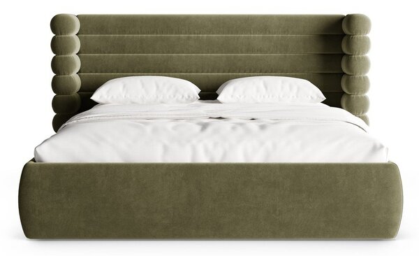 Zelená čalouněná dvoulůžková postel s úložným prostorem s roštem 180x200 cm Mount – Micadoni