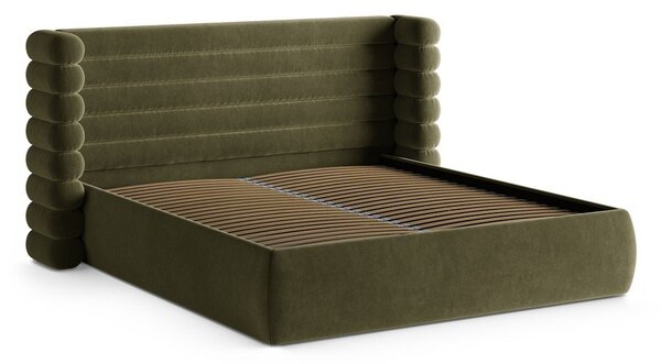 Zelená čalouněná dvoulůžková postel s úložným prostorem s roštem 180x200 cm Mount – Micadoni