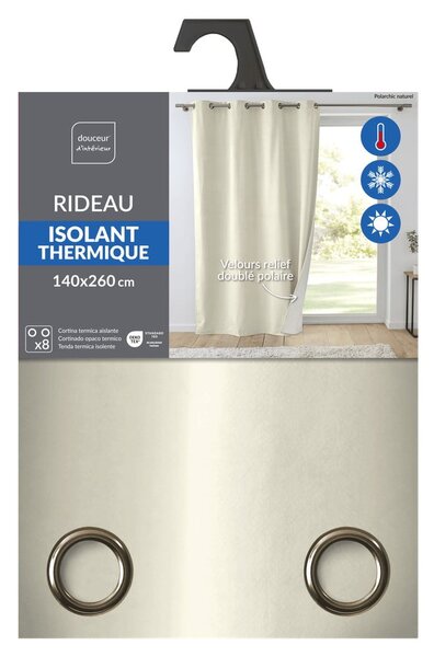 Krémový sametový termo závěs 140x260 cm Polarchic – douceur d'intérieur