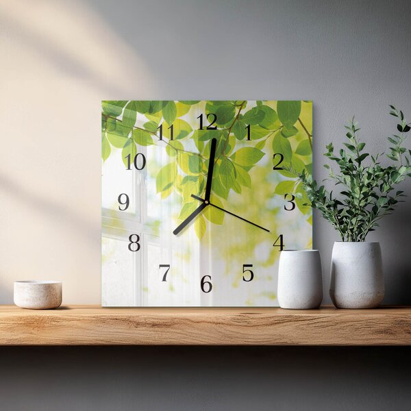 Skleněné hodiny na stěnu Listy zskc-30x30-00172737