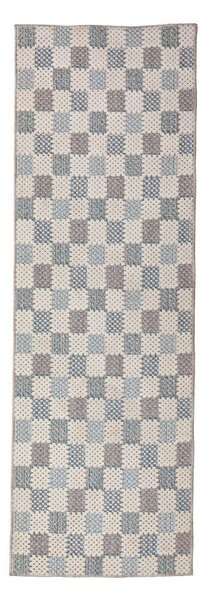 Modrý pratelný běhoun s příměsí bavlny 80x230 cm Muted Checkerboard – Flair Rugs