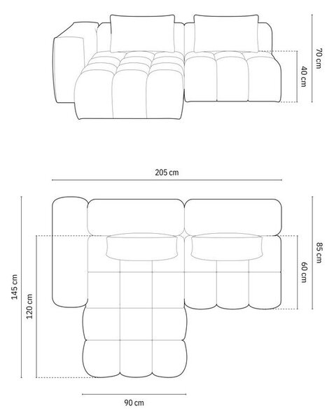 Šedá rohová pohovka (levý roh/s lenoškou) Verona – Cosmopolitan Design