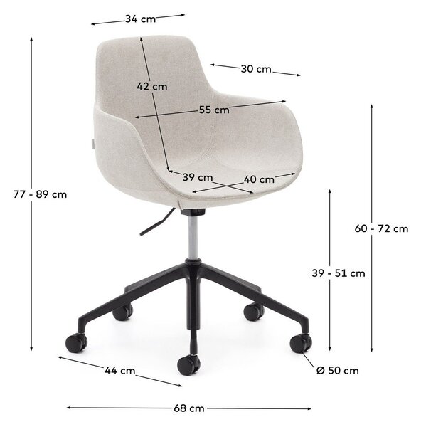 Béžová kancelářská židle Tissiana – Kave Home
