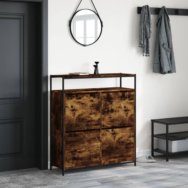 Botník se 4 výklopnými zásuvkami kouřový dub 100 x 34 x 112 cm