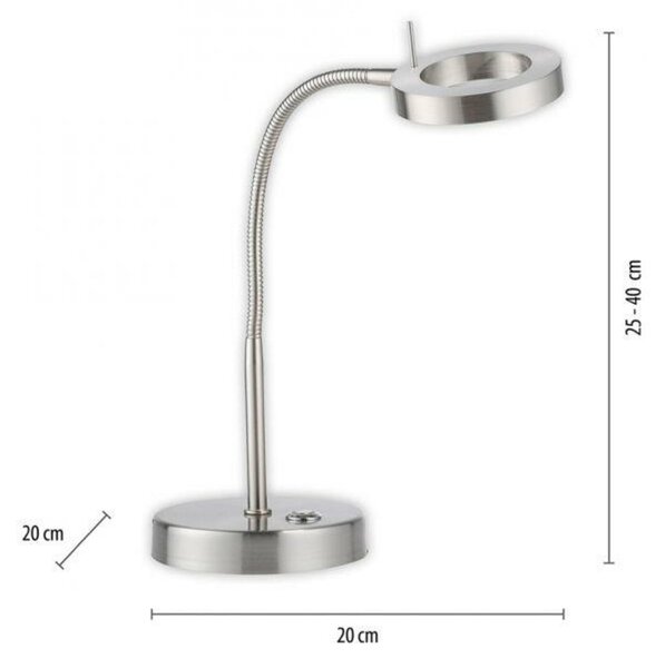 PAUL NEUHAUS LED stolní lampa stříbrná nastavitelné 3 krokové stmívání dotykovým stmívačem teplé bílé světlo 3000K PN 4181-55