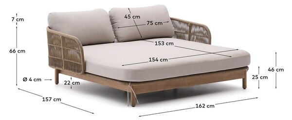 Krémové/v přírodní barvě dvoumístné dřevěné zahradní lehátko Catalina – Kave Home