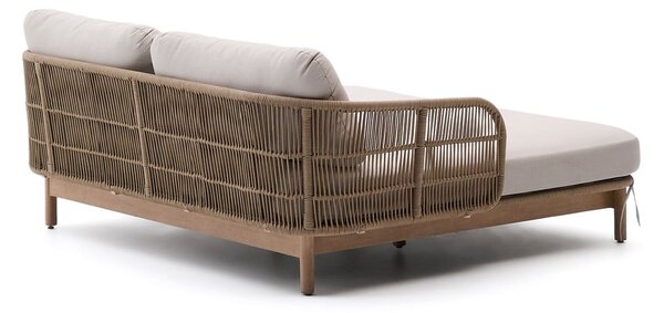 Krémové/v přírodní barvě dvoumístné dřevěné zahradní lehátko Catalina – Kave Home