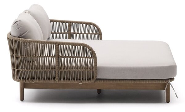 Krémové/v přírodní barvě dvoumístné dřevěné zahradní lehátko Catalina – Kave Home