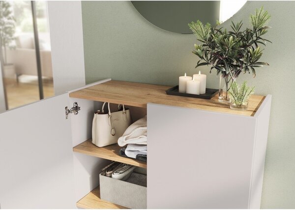 Krémová skříňka v dekoru dubu 74x105x33 cm Alviano – Germania