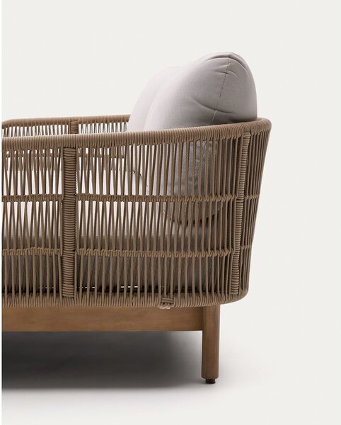 Krémové/v přírodní barvě dvoumístné dřevěné zahradní lehátko Catalina – Kave Home