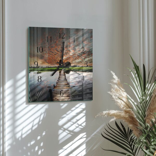 Skleněné hodiny na stěnu Luční most zskc-30x30-00172795