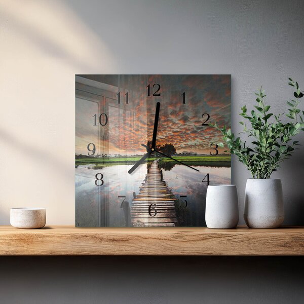 Skleněné hodiny na stěnu Luční most zskc-30x30-00172795