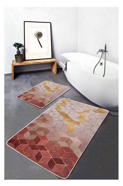 Růžové sametové koupelnové předložky v sadě 2 ks 60x100 cm – Mila Home