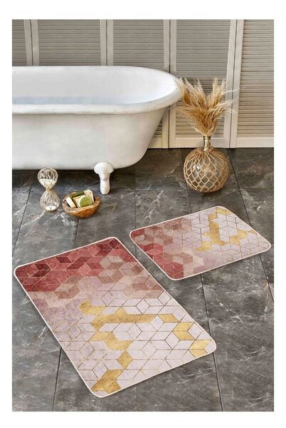 Růžové sametové koupelnové předložky v sadě 2 ks 60x100 cm – Mila Home