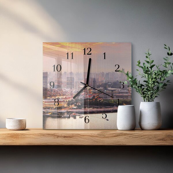Skleněné hodiny na stěnu Město zskc-30x30-00172802