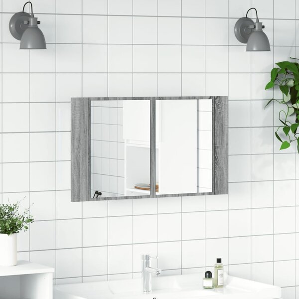 LED koupelnová skříňka se zrcadlem šedá sonoma 80x12x45cm akryl