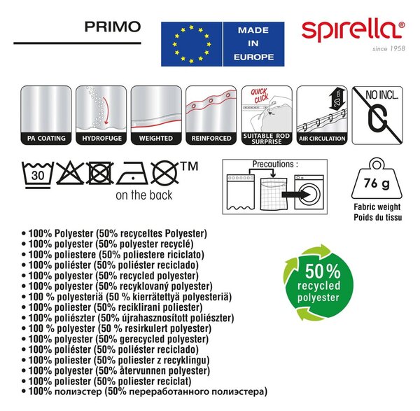 Sprchový závěs 180x200 cm Primo – Spirella