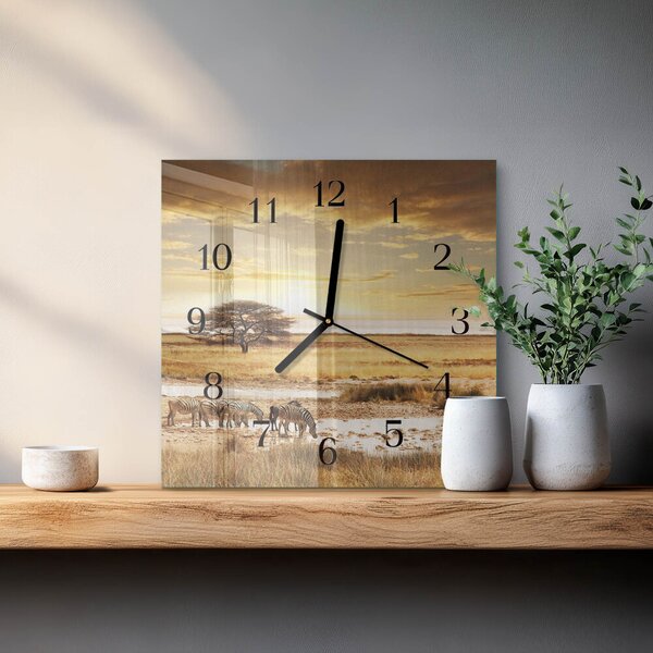 Skleněné hodiny na stěnu Zebry zskc-30x30-00172823