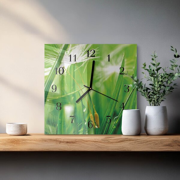 Skleněné hodiny na stěnu Tráva zskc-30x30-00172853