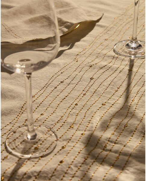 Ubrus s příměsí lnu 150x250 cm Flia – Kave Home