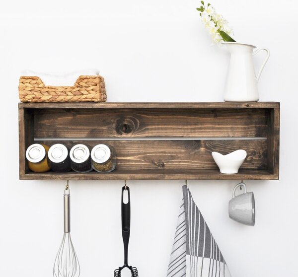Kalune Design Kuchyňská police WOOD III 70 cm hnědá