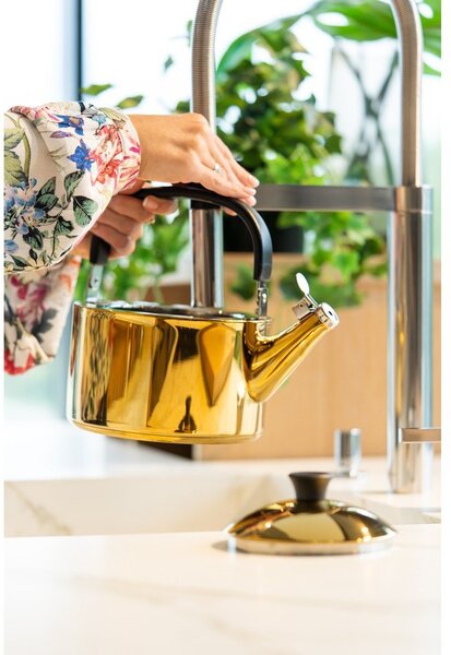 Varná konvice z nerezové oceli v leskle zlaté barvě 1,5 l Diamante – Vialli Design