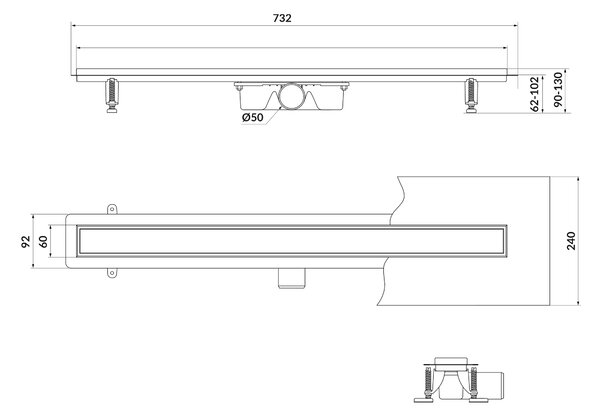 Cersanit Tako sprchový odtok 70 cm měď S204-059