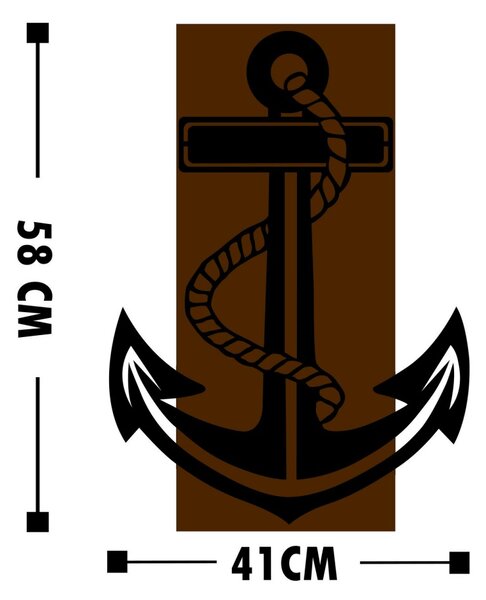 Wallity Nástěnná dřevěná dekorace ANCHOR hnědá/černá