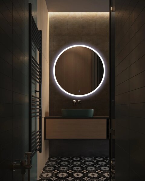 Balneo Moon zrcadlo 90x90 cm kulatý s osvětlením s vyhřívací podložkou bílá L0101020401-4