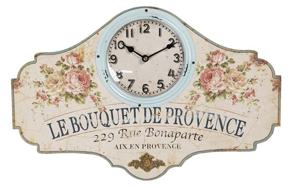Clayre & Eef Nástěnné hodiny s růžemi Le Bouquet de Provence
