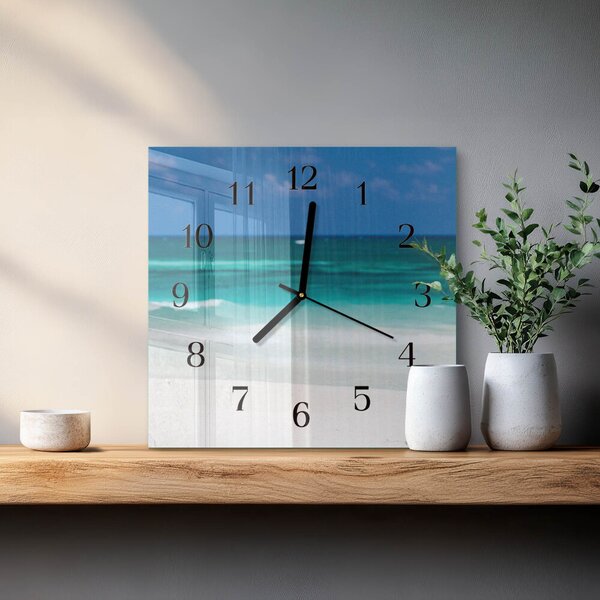 Skleněné hodiny na stěnu Pláž Moře zskc-30x30-00172886
