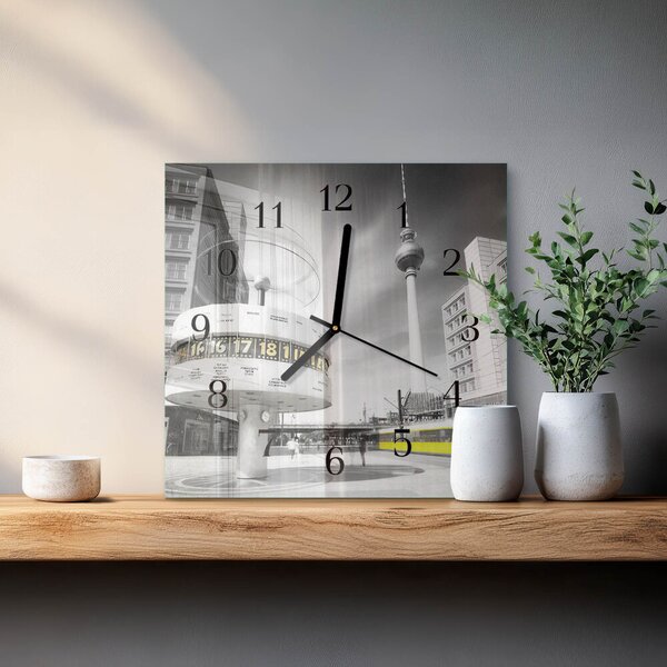 Skleněné hodiny na stěnu Berlín zskc-30x30-00172891