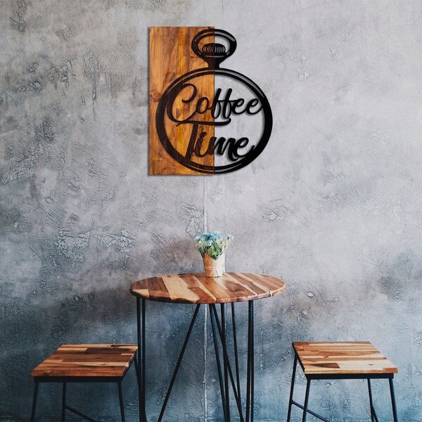 Wallity Nástěnná dřevěná dekorace COFFEE TIME hnědá/černá